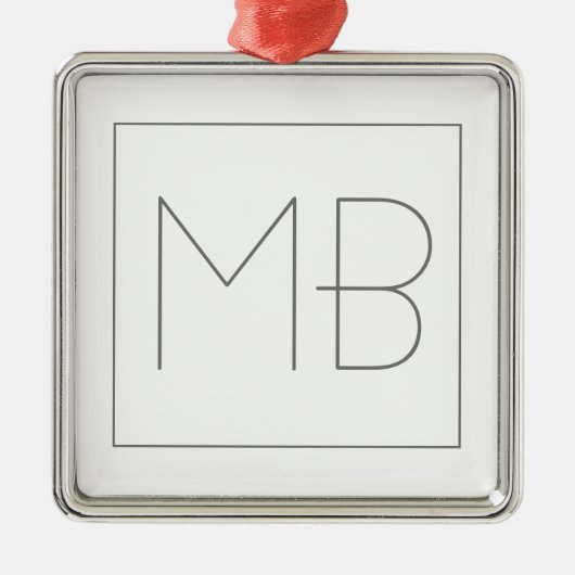 Weiß elegant Einzigartig Mit Monogramm Ornament Aus Metall (Vorne)