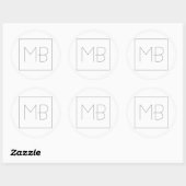 Weiß elegant Einzigartig Mit Monogramm Runder Aufkleber (Blatt)
