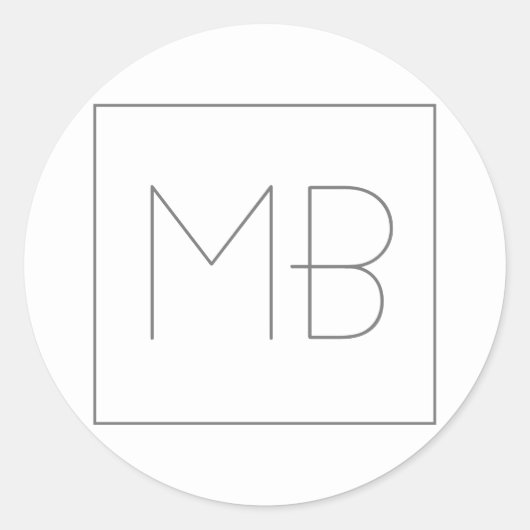 Weiß elegant Einzigartig Mit Monogramm Runder Aufkleber (Vorderseite)