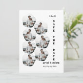 Weiß-elegante, moderne Foto-Collage Save the Date Einladung (Stehend Vorderseite)