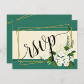 Weiß, eleganter geometrischer Rahmen uAwg invitat Einladungspostkarte (Vorne/Hinten)