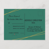 Weiß, eleganter geometrischer Rahmen uAwg invitat Einladungspostkarte (Rückseite)