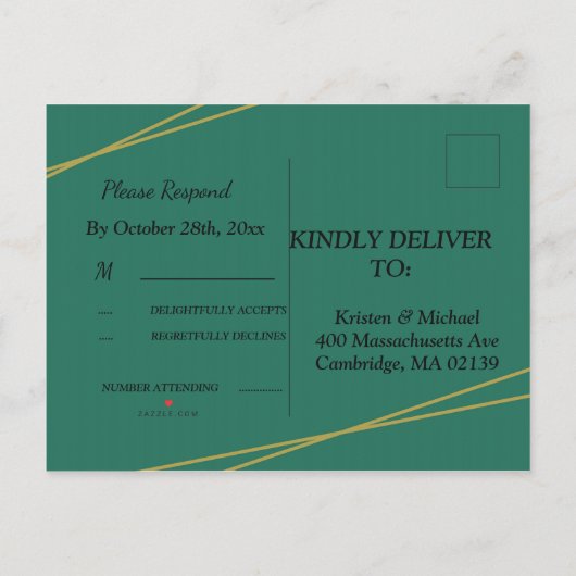 Weiß, eleganter geometrischer Rahmen uAwg invitat Einladungspostkarte (Rückseite)