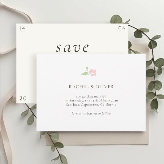Weiß & Elfenbein | Florale Rose Hochzeit Termin me Save The Date