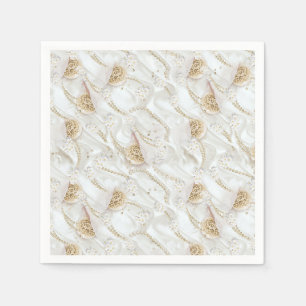 Weiß-Elfenbeinsilk und Elfenbeinmeisterpearls - al Serviette