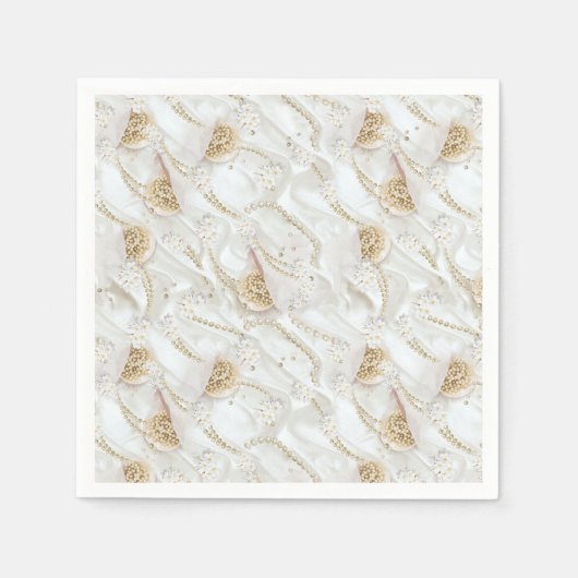 Weiß-Elfenbeinsilk und Elfenbeinmeisterpearls - al Serviette (Vorderseite)