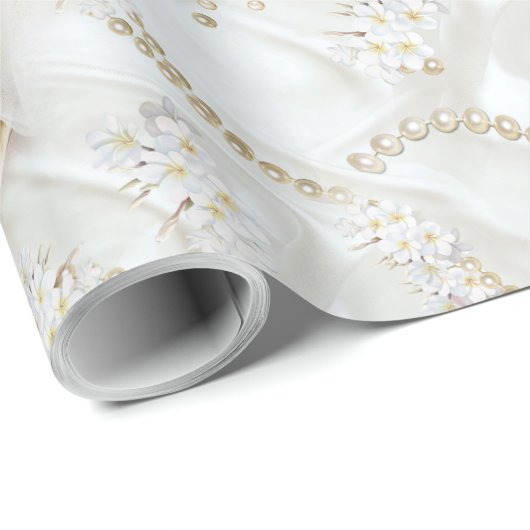 Weiß-Elfenbeinsilk und Elfenbeinmeisterpearls Geschenkpapier (Rolleneckpunkt)