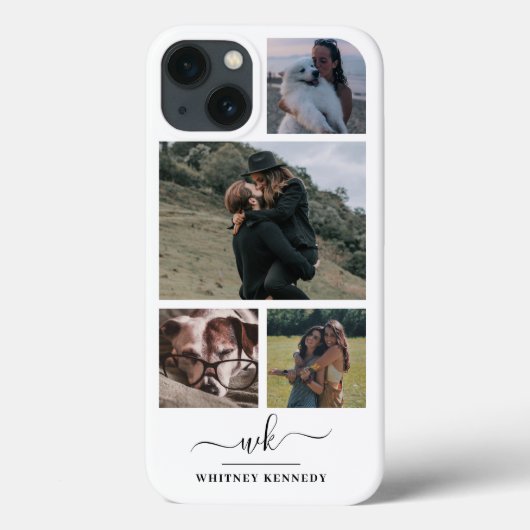 Weiß Erstellen Sie Ihr eigenes 4-Collage Monogramm Case-Mate iPhone Hülle (Rückseite)