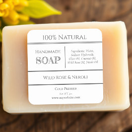 Weiß | Etikett für Seifenzutaten Quadratischer Aufkleber