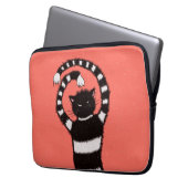 Weiß Evil Cat Laptopschutzhülle (Vorderseite Links)