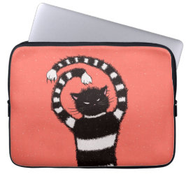 Weiß Evil Cat Laptopschutzhülle