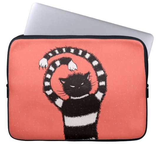 Weiß Evil Cat Laptopschutzhülle (Vorderseite)