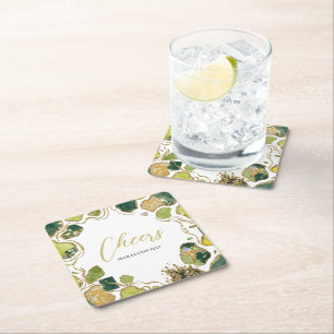 Weiß Faux-Glitter Elegant Rechteckiger Pappuntersetzer