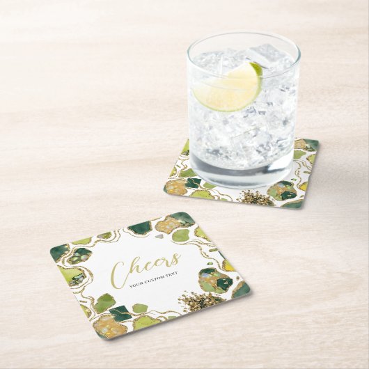 Weiß | Faux-Glitter Elegant Rechteckiger Pappuntersetzer (Vor Ort)