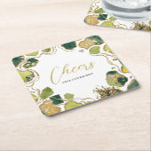 Weiß | Faux-Glitter Elegant Rechteckiger Pappuntersetzer (angewinkelt)