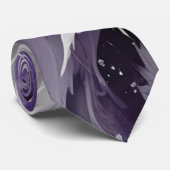 Weiß Fedrig und Violett Krawatte (Gerollt)