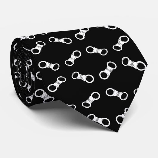 [Weiß fesselt Muster auf schwarzem Hintergrund] Krawatte (Gerollt)