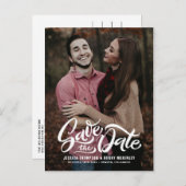 Weiß formatiertes Script-Foto Save the Date Postca Ankündigungspostkarte (Vorne/Hinten)