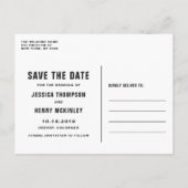 Weiß formatiertes Script-Foto Save the Date Postca Ankündigungspostkarte (Rückseite)