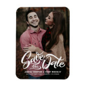 Weiß formatiertes Skript-Foto Speichern des Datums Magnet (Vertikal)