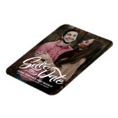 Weiß formatiertes Skript-Foto Speichern des Datums Magnet (Linke Seite)