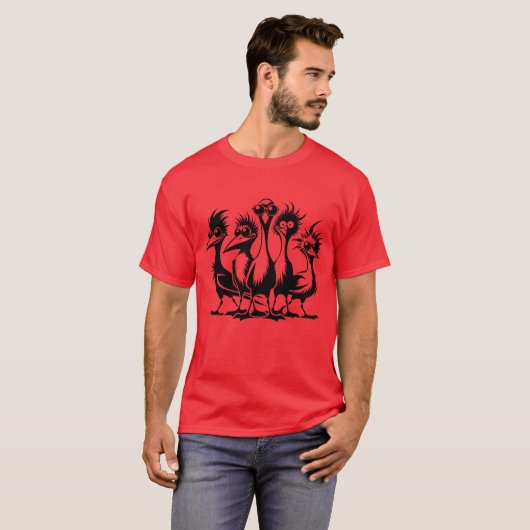 Weiß Funny Bird Group T-Shirt (Vorne ganz)