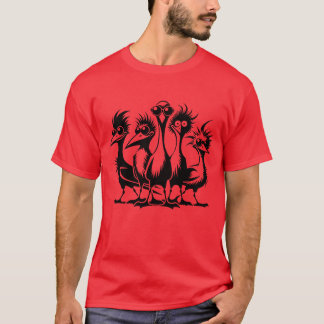 Weiß Funny Bird Group T-Shirt