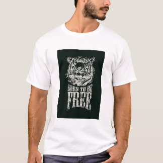 Weiß Geboren, um ein freies Tiger Grafik-Shirt zu T-Shirt