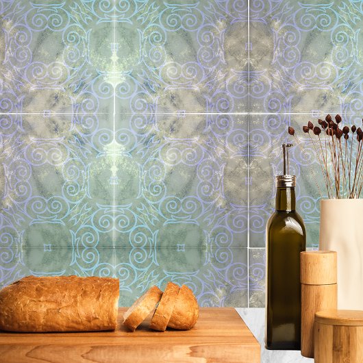 weiß gekalkt Vintage Verzierte Antike Fliese