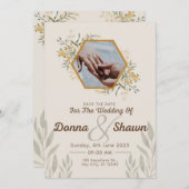 Weiß gelb Modernität, Ehepaar und deren Ehering Einladung (Vorne/Hinten)