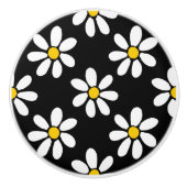 Weiß-Gelb-Schwarz-Daisy-Muster Keramikknauf (Vorderseite)