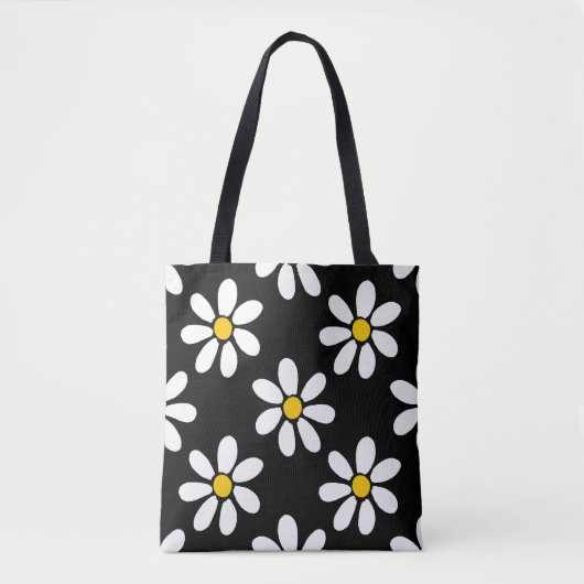 Weiß-Gelb-Schwarz-Daisy-Muster Tasche (Vorderseite)
