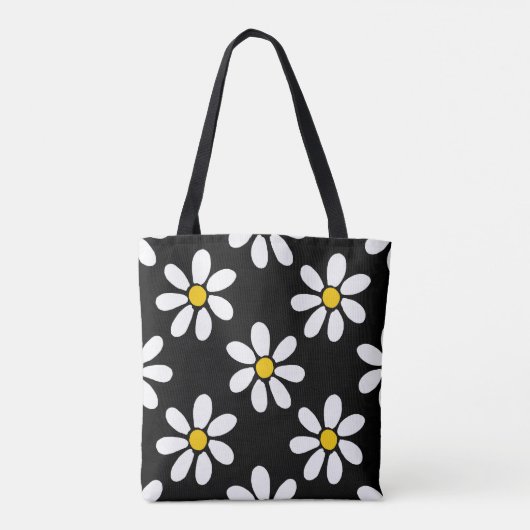 Weiß-Gelb-Schwarz-Daisy-Muster Tasche (Rückseite)