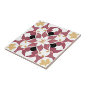 Weiß, gelb und dunkelrosa Blumen Fliese (Seite)