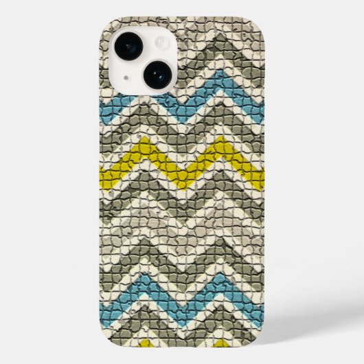 WEISS GELBEN, GRAU BLAU MOSAIC CHEVRONS Case-Mate iPhone HÜLLE (Rückseite)