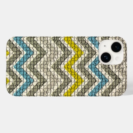 WEISS GELBEN, GRAU BLAU MOSAIC CHEVRONS Case-Mate iPhone HÜLLE (Rückseite (Horizontal))