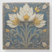 Weiß-gelber Blumenstrauß Steinuntersetzer (Vorderseite)