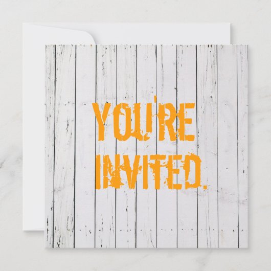 Weiß gemalte hölzerne Wand-Hochzeits-Einladung Einladung (Vorderseite)