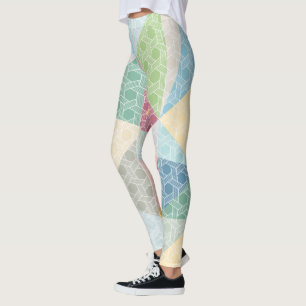 Weiß geometrisches Muster und farbiges Muster Leggings