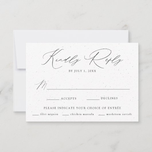 Weiß gesprenkelt Moderne Eleganz RSVP Karte (Vorderseite)
