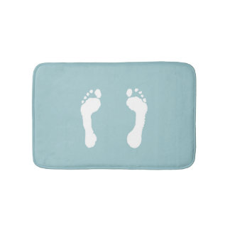 Weiß-Gestempelte Abdrücke (blau) Badematte