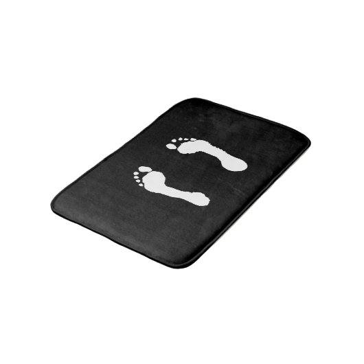 Weiß-Gestempelte Abdrücke (Schwarzes) Badematte (Schrägansicht)