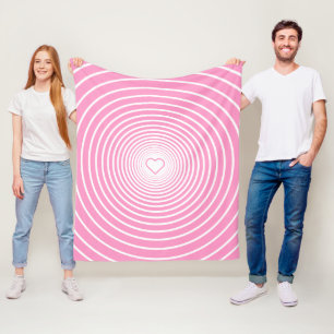Weiß gestreiftes rosa Fleeceflocken Herz Ihre Farb Fleecedecke