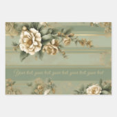 Weiß gestreiftes Sage Green mit Blume Geschenk Geschenkpapier Set (Vorderseite 2)