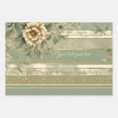 Weiß gestreiftes Sage Green mit Blume Geschenk Geschenkpapier Set (Vorderseite)