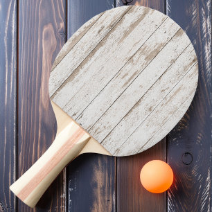 Weiß gestrichene Holzbretter Tischtennis Schläger