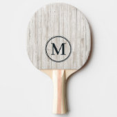 Weiß gestrichenes Holz Monogramm Tischtennis Schläger (Vorderseite)