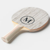 Weiß gestrichenes Holz Monogramm Tischtennis Schläger (Vorderseite)