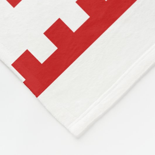 Weiß gestrickt mit roten Musterstreifen, gemütlich Fleecedecke (Ecke)