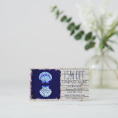 weiß getünchtes Holz nautisch-blaue Muscheln Visitenkarte (Stehend Vorderseite)